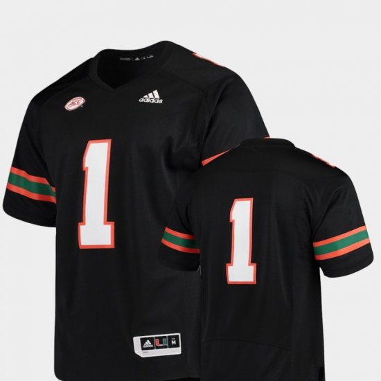 #1 College Football Miami Premier Mens Black Jersey 669693-180