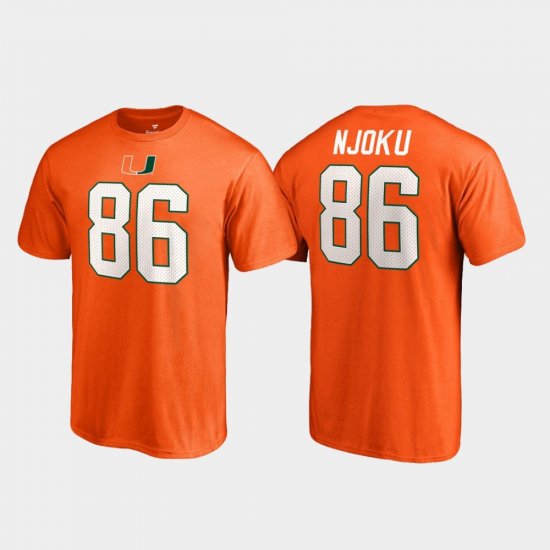 #86 David Njoku College Legends Miami Hurricanes Name & Number Men\'s Orange T-Shirt 822135-118