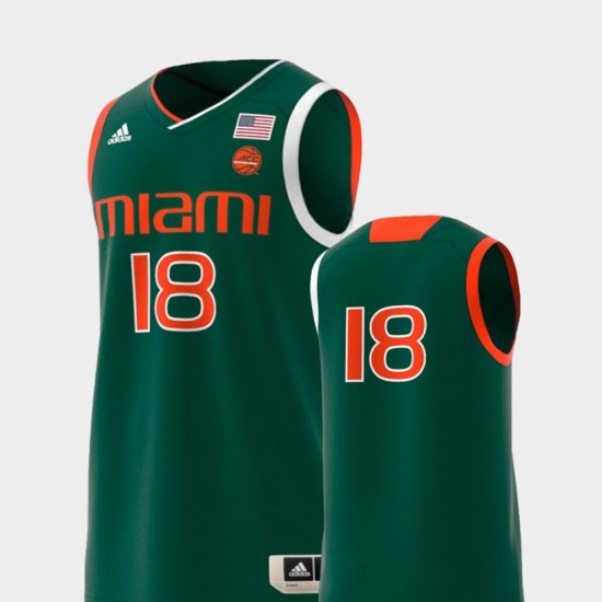 #18 Basketball Swingman Miami Hurricanes College Replica Men Green Jersey 797785-128