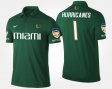 #1 Bowl Game Miami Hurricanes No.1 Orange Bowl Name and Number Mens Green Polo 798102-945