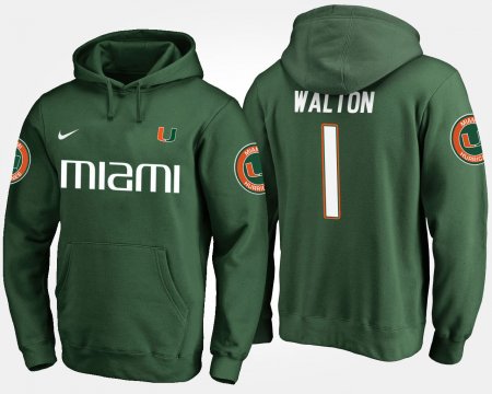 #1 Mark Walton Name and Number Hurricanes Mens Green Hoodie 219796-736