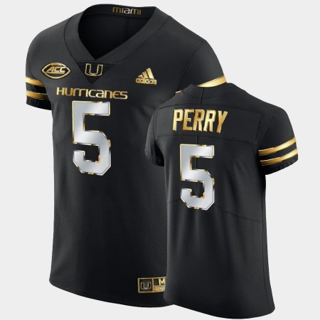 #5 N'Kosi Perry Golden Edition Miami Hurricanes 2020-21 Authentic Men's Black Jersey 864331-642