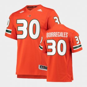 #30 Andres Borregales College Football Miami Premier Men Orange Jersey 461744-826