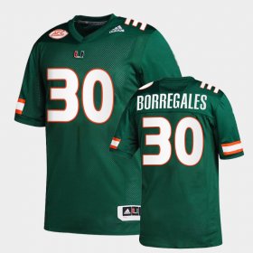 #30 Andres Borregales College Football Miami Replica Men Green Jersey 129351-846