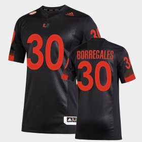 #30 Andres Borregales College Football Hurricanes Miami Nights 2.0 Premier Strategy Men Black Jersey 579261-949