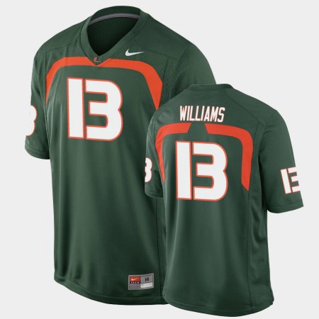 #13 Chantz Williams Game University of Miami Men Green Jersey 434846-253