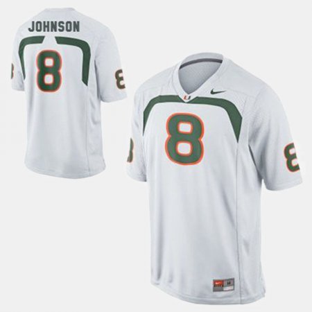 #8 Duke Johnson College Football Hurricanes Youth White Jersey 723586-318