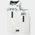 #1 Durand Scott College Basketball Miami Hurricanes Alumni Men White Jersey 671275-673