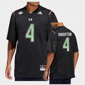 #4 Jaylan Knighton Premier Strategy Hurricanes Men Black Jersey 434493-181