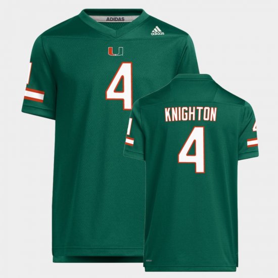 #4 Jaylan Knighton Replica Hurricanes Men\'s Green Jersey 630238-188