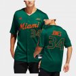 #34 JD Jones College Baseball Miami 2022 Button-Up Men's Green Jersey 310888-617