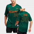 #30 Karson Ligon College Baseball Miami 2022 Button-Up Men's Green Jersey 375658-771