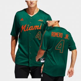 #4 Maxwell Romero Jr. College Baseball Miami Hurricanes 2022 Button-Up Men's Green Jersey 915879-982