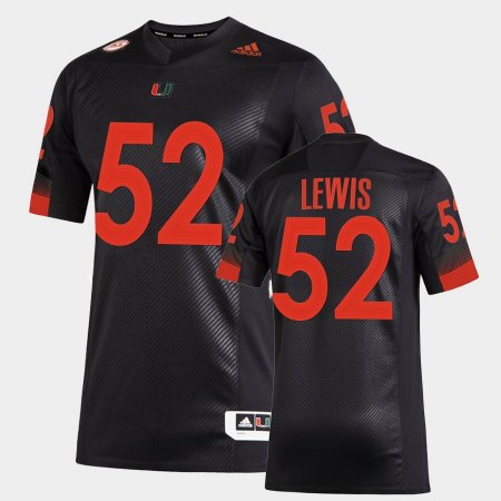 #52 Ray Lewis College Football Miami Miami Nights 2.0 Premier Strategy Men's Black Jersey 829454-519