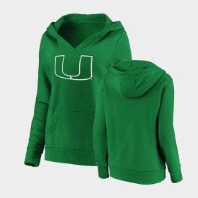 St. Patrick's Day Miami Hurricanes White Logo Pullover Womens Green Hoodie 781562-621