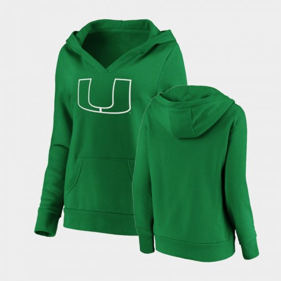 St. Patrick\'s Day Miami Hurricanes White Logo Pullover Womens Green Hoodie 781562-621
