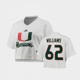 #62 Jarrid Williams Primegreen Miami V-Neck Cropped Women's White Jersey 375070-428