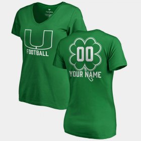 #00 Custom St. Patrick's Day Hurricanes V-Neck Dubliner Women Kelly Green T-Shirt 731084-455