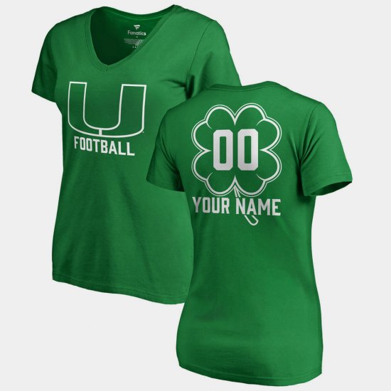 #00 Custom St. Patrick\'s Day Hurricanes V-Neck Dubliner Women Kelly Green T-Shirt 731084-455