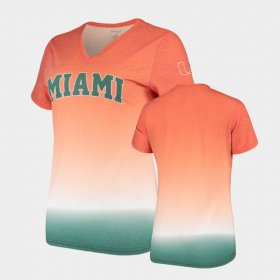 Ombre University of Miami V-Neck Women Orange T-Shirt 853967-489