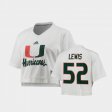 #52 Ray Lewis Primegreen University of Miami V-Neck Cropped Women's White Jersey 519405-219