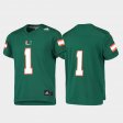 #1 Replica Miami Hurricanes College Football Youth Green Jersey 808721-477